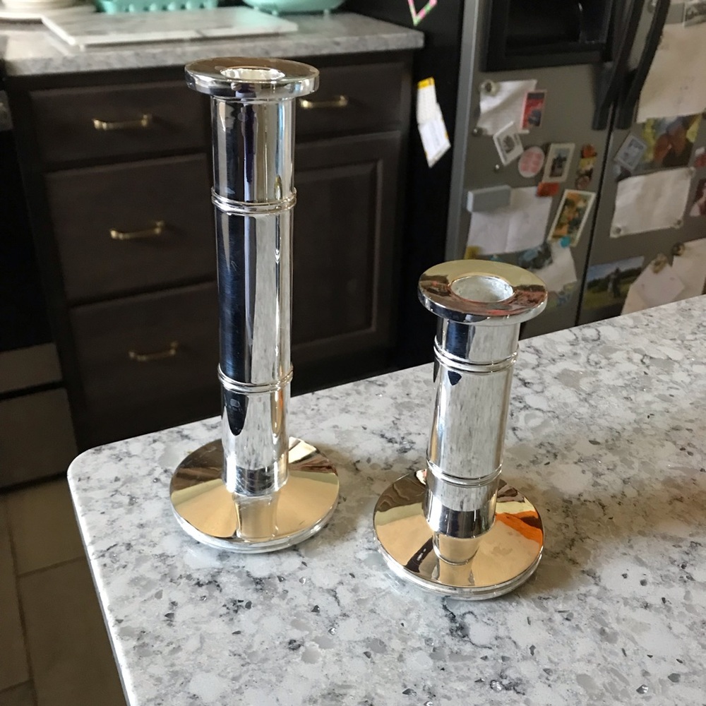 Kate spade Lenox pompano point silver plated set of 2 candle stick holders